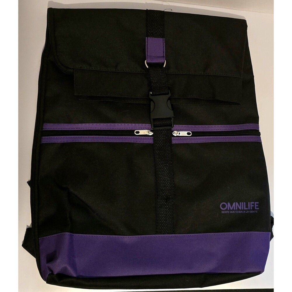 OmniLife Expandable Outdoor  or GYM Backpack Zippered Purple/Black Bag 9410411